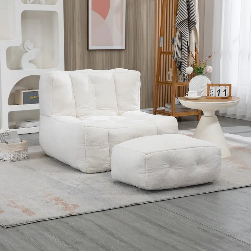 Modern Adult Lounge Chair with High Density Memory Foam and 1 Ottoman for Home Bedroom and Reading Room
