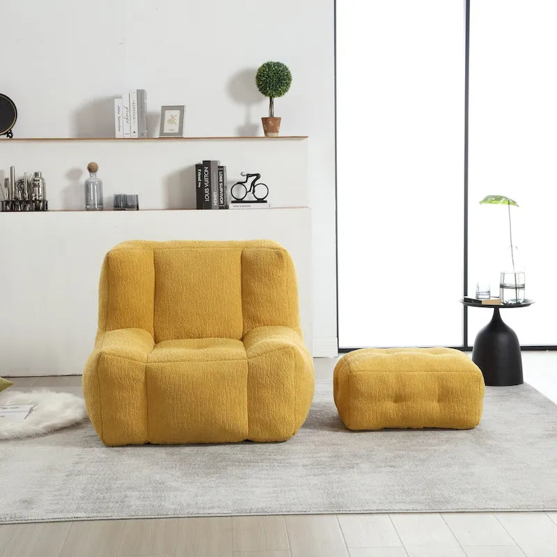 Moderna poltrona reclinabile per adulti con memory foam ad alta densità e 1 poggiapiedi per camera da letto e sala lettura