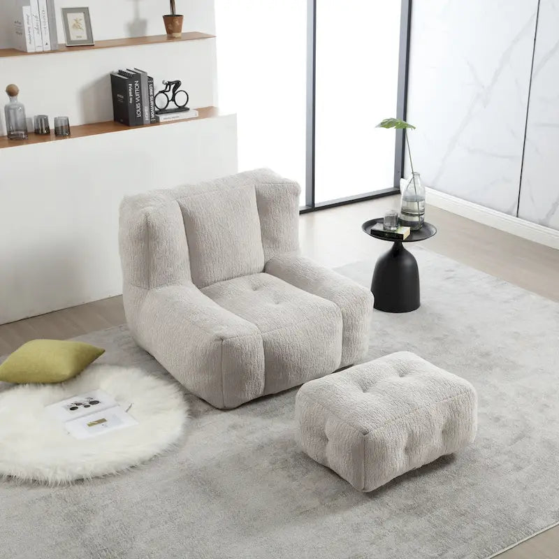 Moderna poltrona reclinabile per adulti con memory foam ad alta densità e 1 poggiapiedi per camera da letto e sala lettura