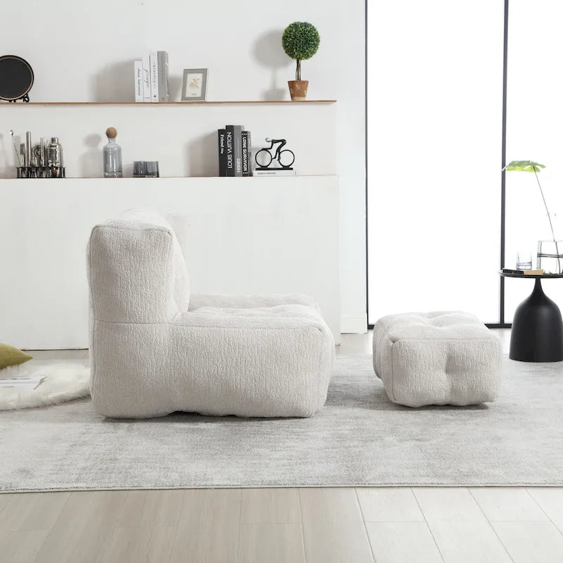 Moderna poltrona reclinabile per adulti con memory foam ad alta densità e 1 poggiapiedi per camera da letto e sala lettura