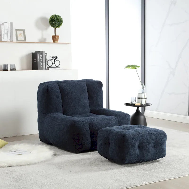 Moderna poltrona reclinabile per adulti con memory foam ad alta densità e 1 poggiapiedi per camera da letto e sala lettura