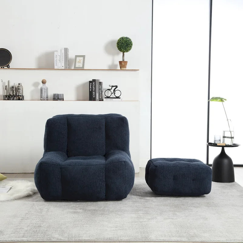Moderna poltrona reclinabile per adulti con memory foam ad alta densità e 1 poggiapiedi per camera da letto e sala lettura