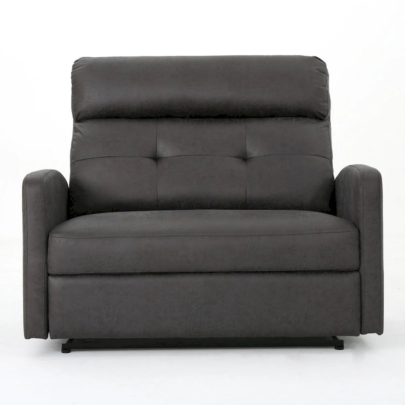 Poltrona reclinabile elettrica, seduta larga oversize, microfibra trapuntata grigio ardesia
