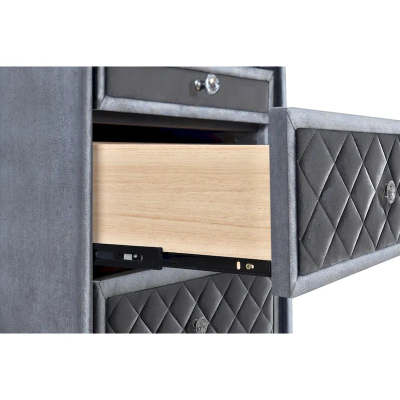 Comodino Glam con 3 cassetti in velluto