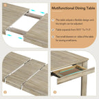Set di mobili in legno da 7 pezzi, set da cucina con tavolo allungabile con prolunga e 2 cassetti, 6 sedie da pranzo imbottite