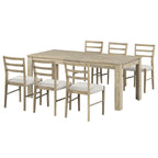 Set di mobili in legno da 7 pezzi, set da cucina con tavolo allungabile con prolunga e 2 cassetti, 6 sedie da pranzo imbottite