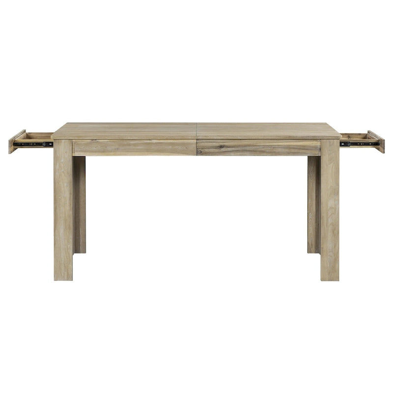 Set di mobili in legno da 7 pezzi, set da cucina con tavolo allungabile con prolunga e 2 cassetti, 6 sedie da pranzo imbottite