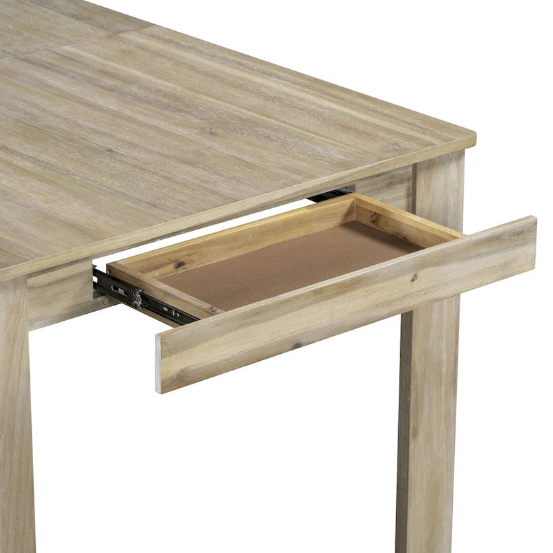 Set di mobili in legno da 7 pezzi, set da cucina con tavolo allungabile con prolunga e 2 cassetti, 6 sedie da pranzo imbottite