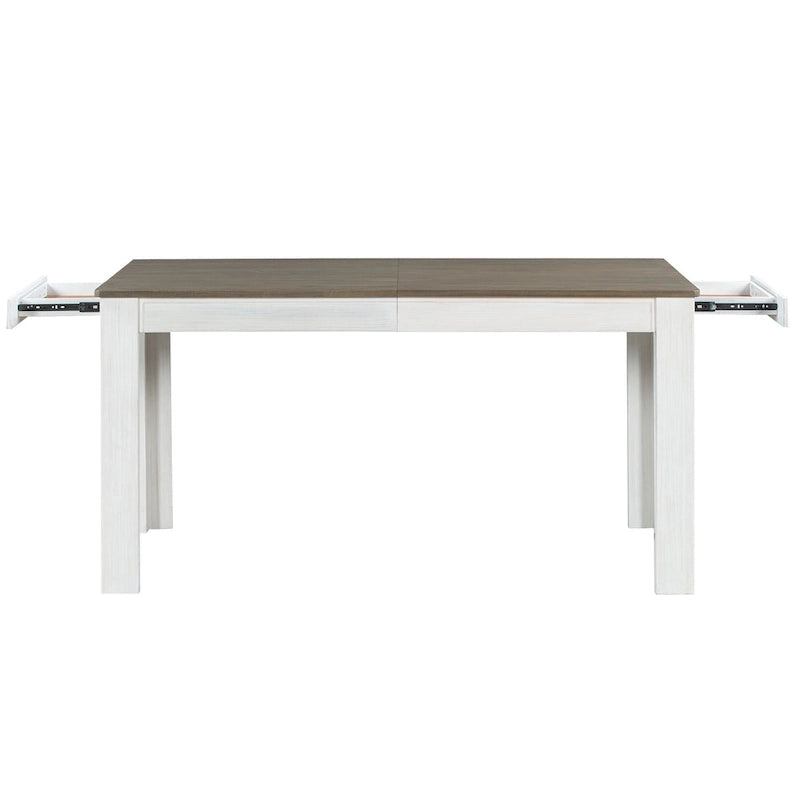 Set di mobili in legno da 7 pezzi, set da cucina con tavolo allungabile con prolunga e 2 cassetti, 6 sedie da pranzo imbottite