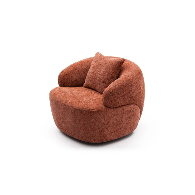 Poltrona a botte girevole a 360° rivestita in tessuto moderna arancione 34.6 con struttura in legno massello