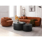 Poltrona a botte girevole a 360° rivestita in tessuto moderna arancione 34.6 con struttura in legno massello