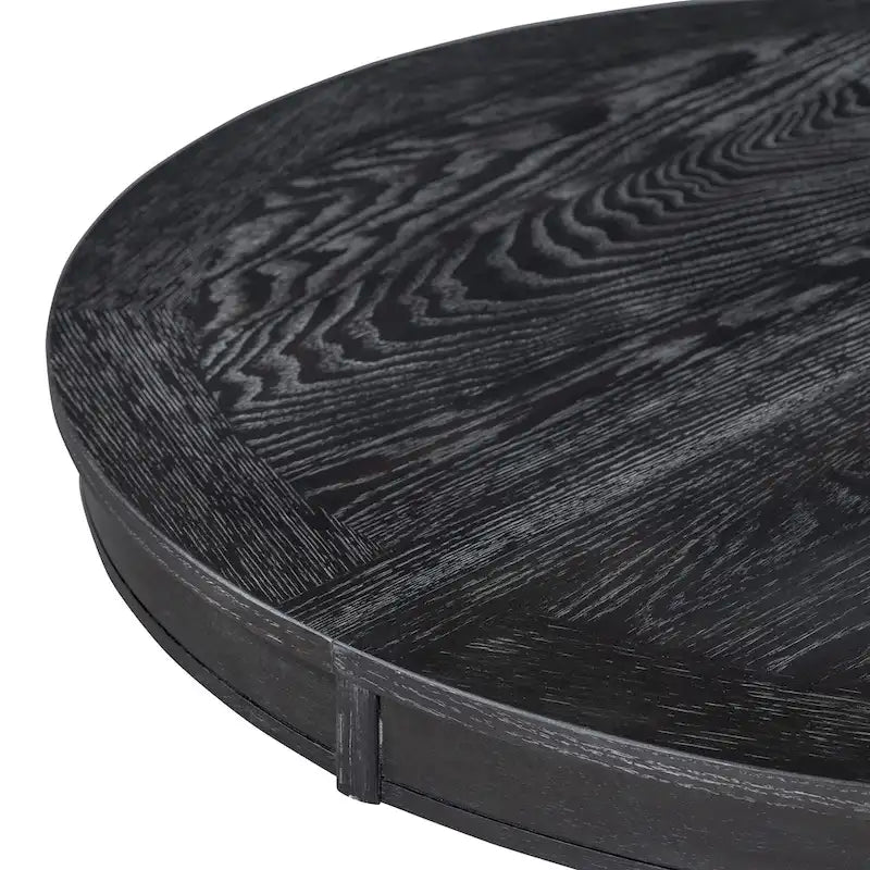 Tavolo da pranzo in legno nero con tavolo rotondo allungabile e 4 sedie