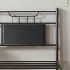 Struttura letto industriale con testiera in legno, misura singola/matrimoniale/queen, nero/marrone/ardesia - 3 colori