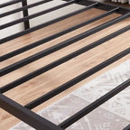 Struttura letto industriale con testiera in legno, misura singola/matrimoniale/queen, nero/marrone/ardesia - 3 colori