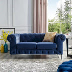 Divanetto Chesterfield in velluto capitonné