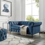 Divanetto Chesterfield in velluto capitonné