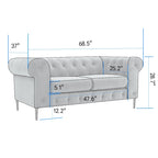 Divanetto Chesterfield in velluto capitonné