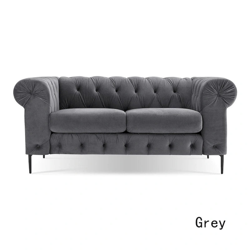 Divanetto Chesterfield in velluto capitonné