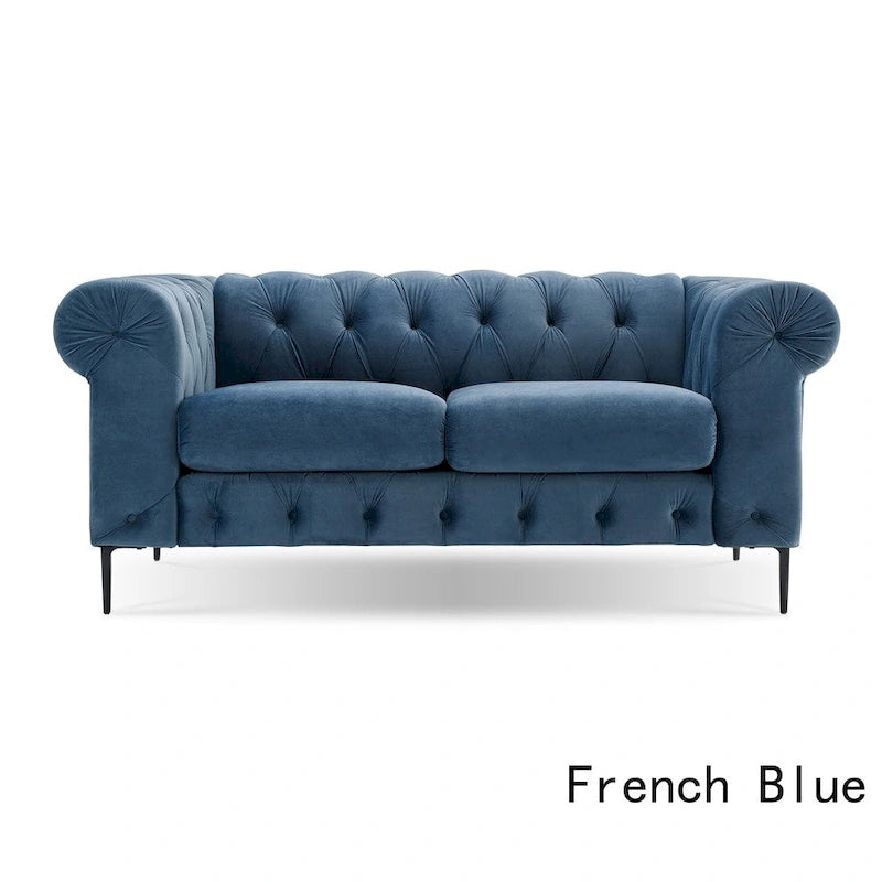 Divanetto Chesterfield in velluto capitonné