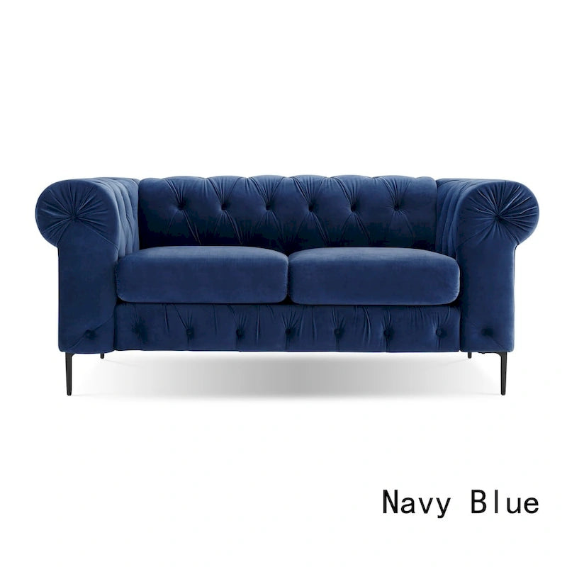 Divanetto Chesterfield in velluto capitonné