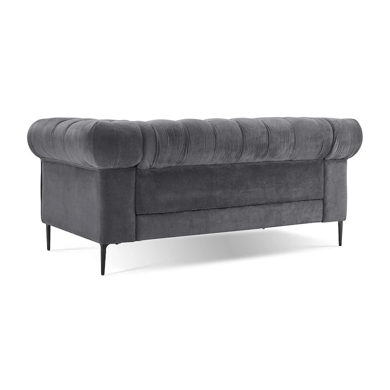 Divanetto Chesterfield in velluto capitonné