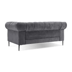 Divanetto Chesterfield in velluto capitonné