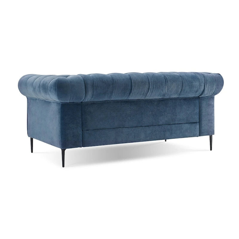 Divanetto Chesterfield in velluto capitonné