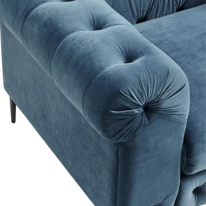 Divanetto Chesterfield in velluto capitonné