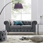 Divanetto Chesterfield in velluto capitonné