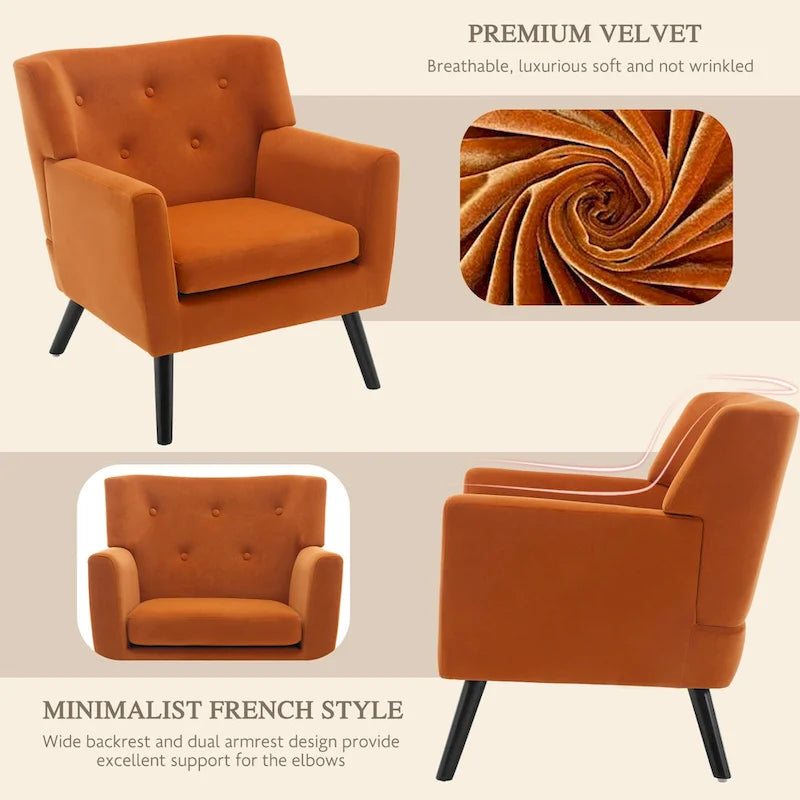 Poltrona in Velluto con Capitonnè - 30.71A x 28.35L x 27.56P