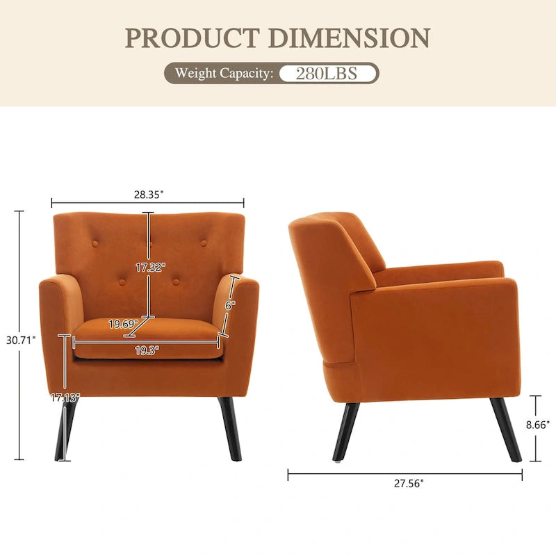 Poltrona in Velluto con Capitonnè - 30.71A x 28.35L x 27.56P