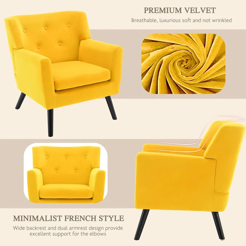 Poltrona in Velluto con Capitonnè - 30.71A x 28.35L x 27.56P