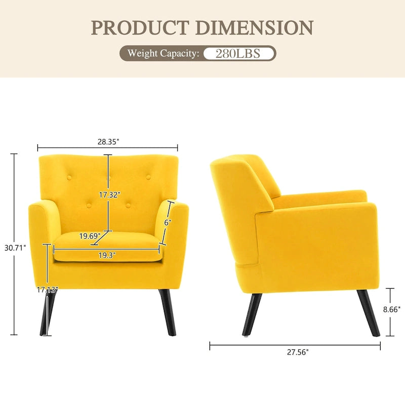 Poltrona in Velluto con Capitonnè - 30.71A x 28.35L x 27.56P