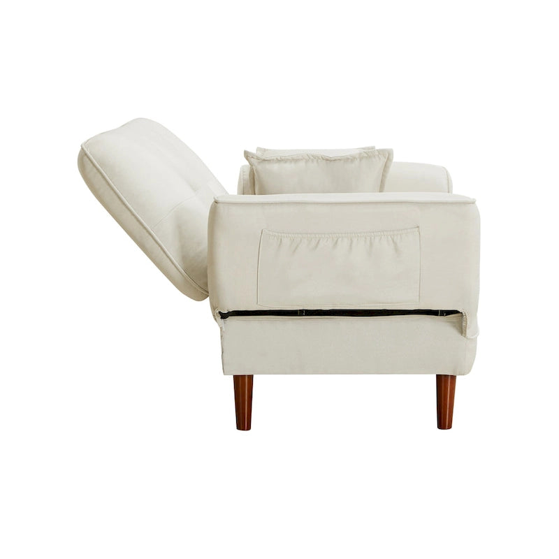 Divano letto multifunzionale con 2 cuscini in tessuto beige