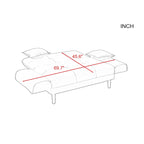 Divano letto multifunzionale con 2 cuscini in tessuto beige