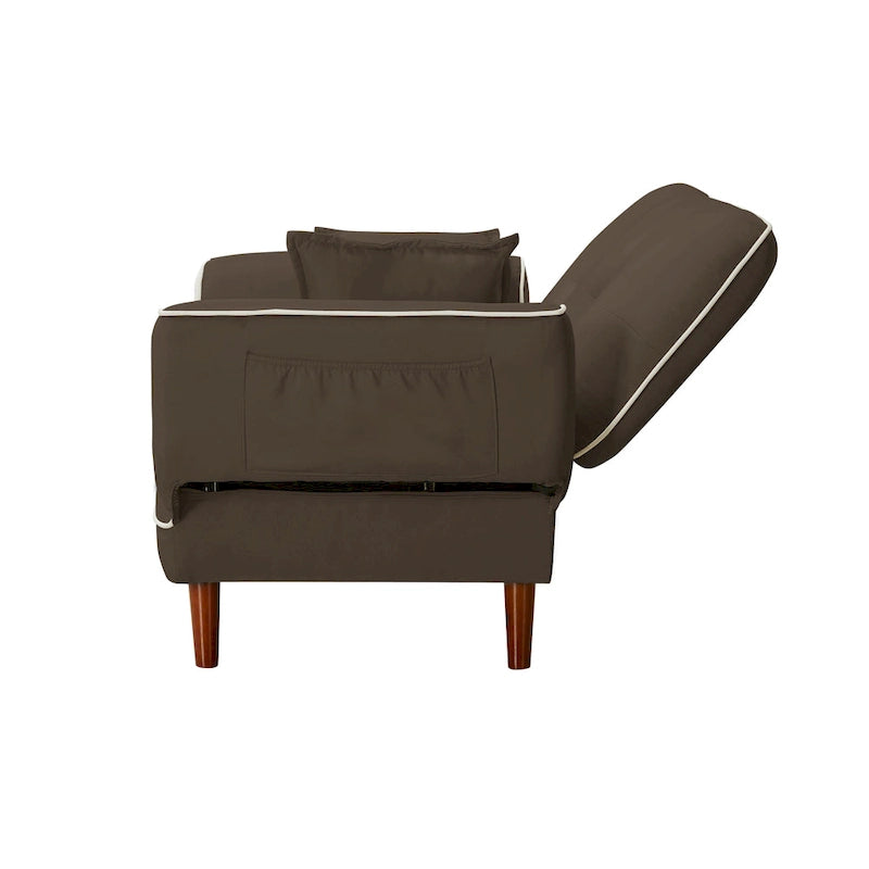 Divano letto multifunzionale con 2 cuscini in tessuto beige