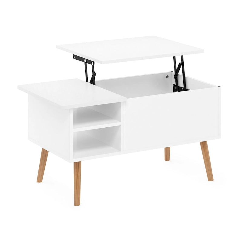 Tavolino ad Altezza Regolabile con Gambe in Legno