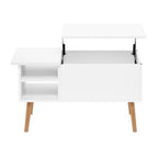 Tavolino ad Altezza Regolabile con Gambe in Legno