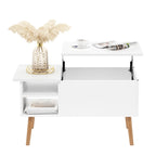 Tavolino ad Altezza Regolabile con Gambe in Legno