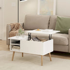 Tavolino ad Altezza Regolabile con Gambe in Legno