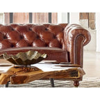 Divano Chesterfield in Pelle Pieno Fiore Premier