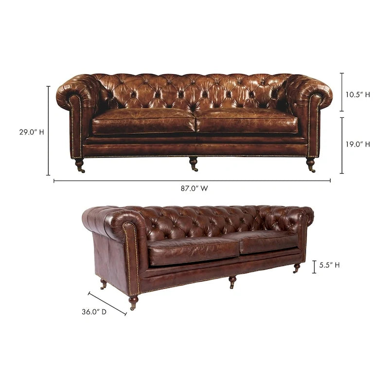 Divano Chesterfield in Pelle Pieno Fiore Premier
