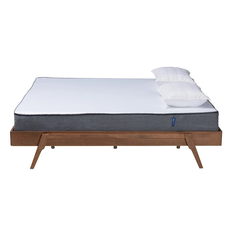 Struttura letto in legno di frassino finitura noce stile Mid-Century Modern