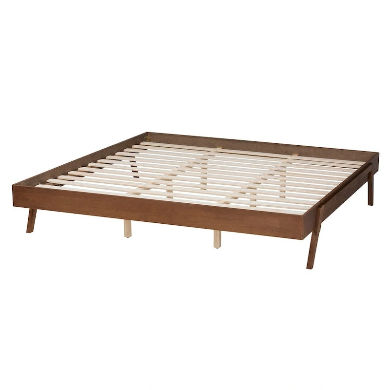 Struttura letto in legno di frassino finitura noce stile Mid-Century Modern