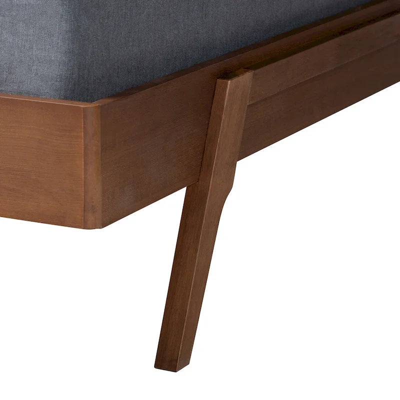 Struttura letto in legno di frassino finitura noce stile Mid-Century Modern