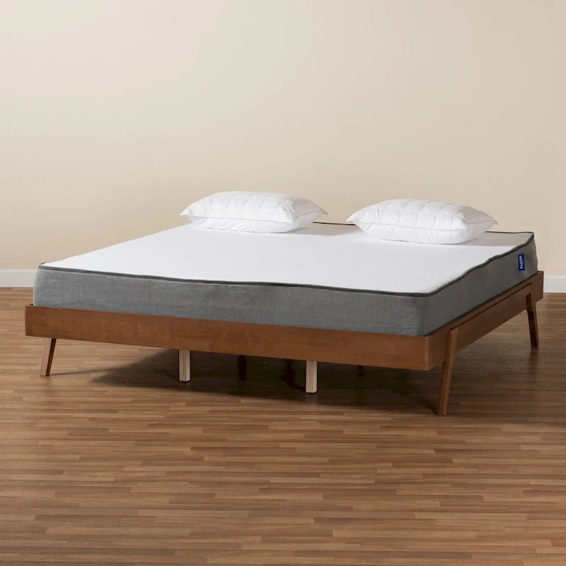 Struttura letto in legno di frassino finitura noce stile Mid-Century Modern
