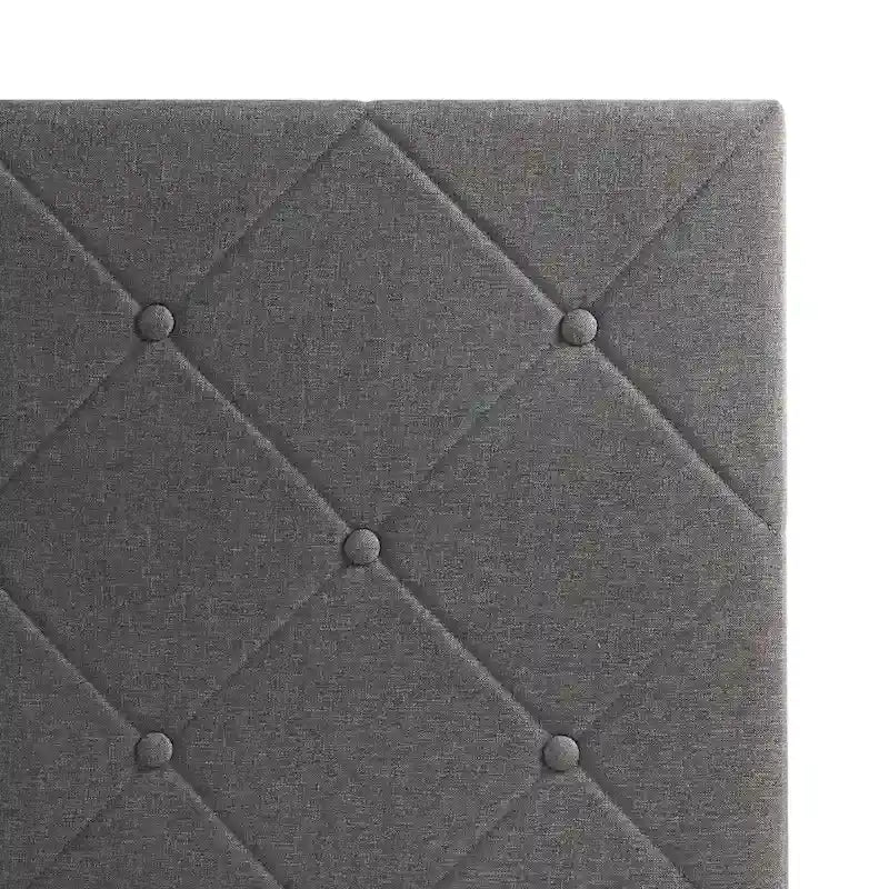 Letto a piattaforma imbottito in grigio scuro con cuciture a diamante