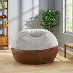 Modern Pouf a sacco in tessuto bicolore e similpelle da 150 cm