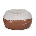 Modern Pouf a sacco in tessuto bicolore e similpelle da 150 cm