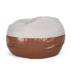 Modern Pouf a sacco in tessuto bicolore e similpelle da 150 cm